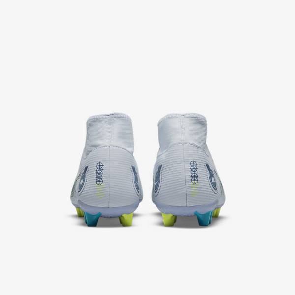 Women's Nike Mercurial Superfly 8 Academy AG Artificial-Grass Football Shoes Grey / Light Blue / Dark Blue | NK524CIE