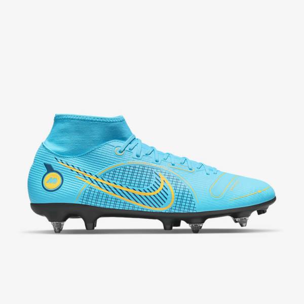 Women's Nike Mercurial Superfly 8 Academy SG-PRO Anti-Clog Traction Soft-Grounds Football Shoes Blue / Orange | NK752VOK