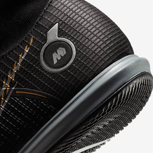 Women's Nike Mercurial Superfly 8 Academy IC Indoor-Court Football Shoes Black / Metal Silver / Grey / Metal Gold | NK817FJG