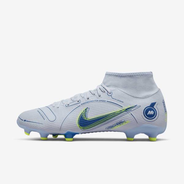 Women\'s Nike Mercurial Superfly 8 Academy MG Multi-Grounds Football Shoes Grey / Light Blue / Dark Blue | NK860AQX