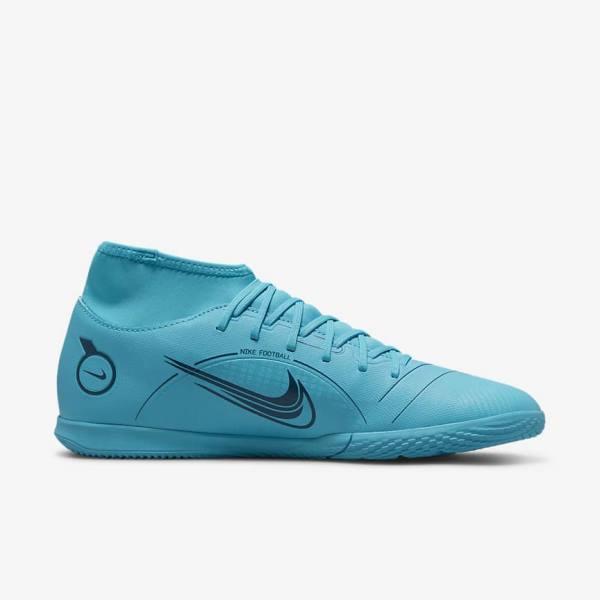 Women's Nike Mercurial Superfly 8 Club IC Indoor Court Football Shoes Blue / Orange | NK729OJV