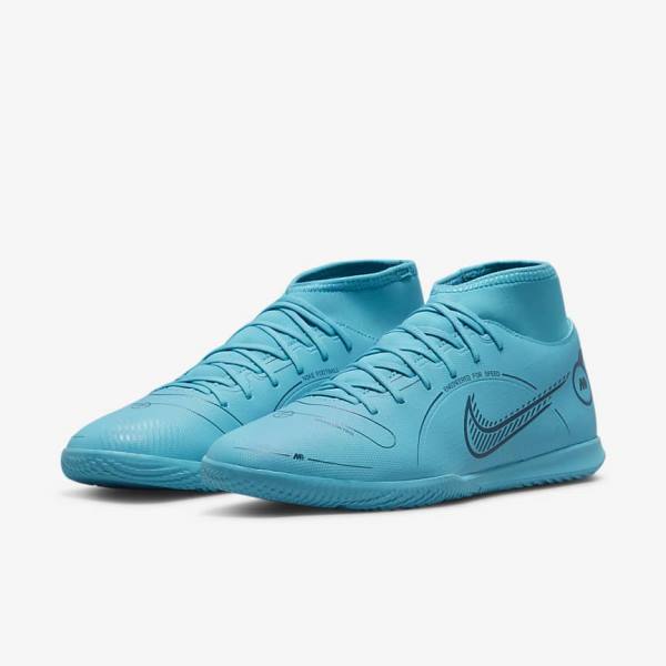 Women's Nike Mercurial Superfly 8 Club IC Indoor Court Football Shoes Blue / Orange | NK729OJV