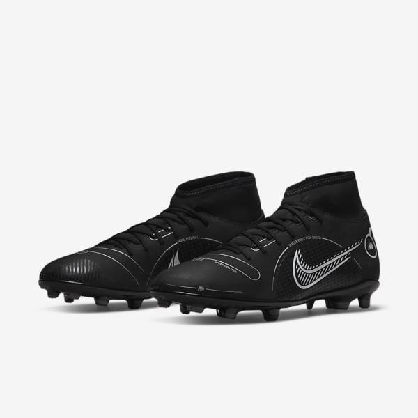 Women's Nike Mercurial Superfly 8 Club MG Multi-Grounds Football Shoes Black / Grey / Metal Silver | NK748XCN