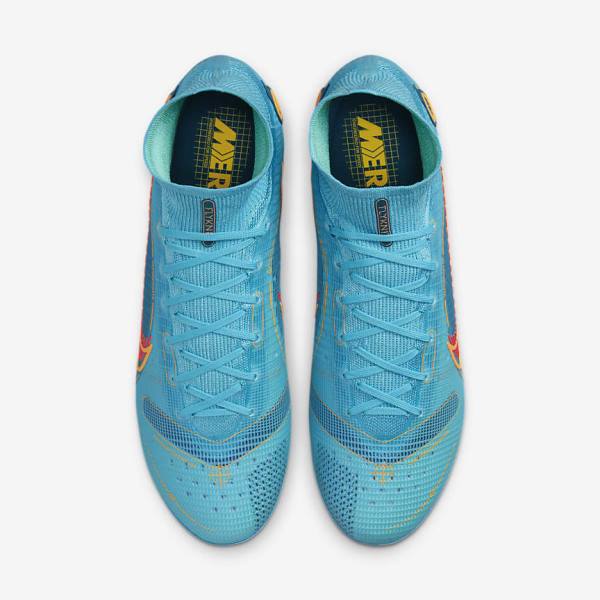 Women's Nike Mercurial Superfly 8 Elite FG Firm-Grounds Football Shoes Blue / Orange | NK271LCM