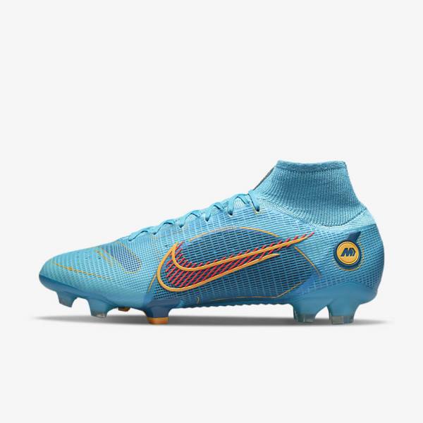 Women\'s Nike Mercurial Superfly 8 Elite FG Firm-Grounds Football Shoes Blue / Orange | NK271LCM