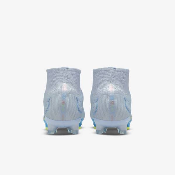 Women's Nike Mercurial Superfly 8 Elite FG Firm-Grounds Football Shoes Grey / Light Blue / Blue | NK295HQK