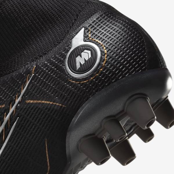 Women's Nike Mercurial Superfly 8 Elite AG Artificial-Grasss Football Shoes Black / Metal Silver / Grey / Metal Gold | NK348RKJ