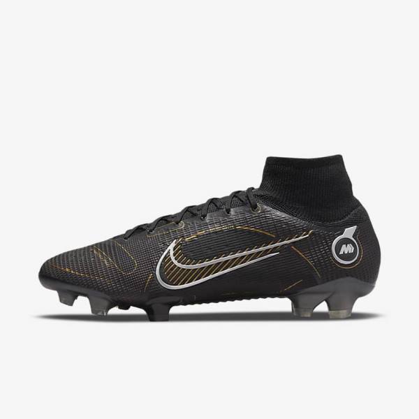 Women\'s Nike Mercurial Superfly 8 Elite FG Firm-Grounds Football Shoes Black / Metal Silver / Grey / Metal Gold | NK520VZH