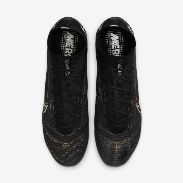 Women's Nike Mercurial Superfly 8 Elite SG-PRO Anti-Clog Traction Soft-Ground Football Shoes Black / Metal Silver / Grey / Metal Gold | NK647HFX