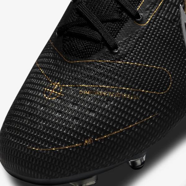 Women's Nike Mercurial Superfly 8 Elite SG-PRO Anti-Clog Traction Soft-Ground Football Shoes Black / Metal Silver / Grey / Metal Gold | NK647HFX