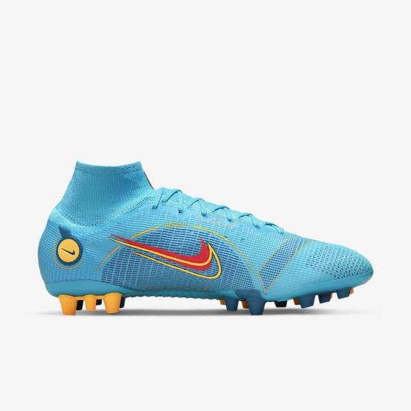 Women's Nike Mercurial Superfly 8 Elite AG Artificial-Grasss Football Shoes Blue / Orange | NK940BGE