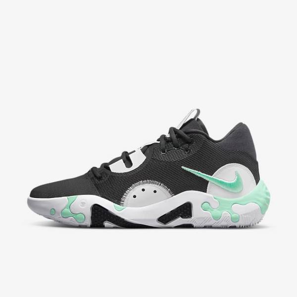 Women\'s Nike PG 6 Basketball Shoes Black / White / Mint | NK298ZTA