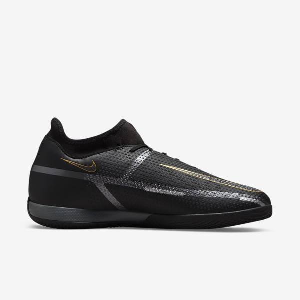 Women's Nike Phantom GT2 Academy Dynamic Fit IC Indoor Court Football Shoes Black / Metal Gold / Dark Grey / Metal Dark Grey | NK024XVK