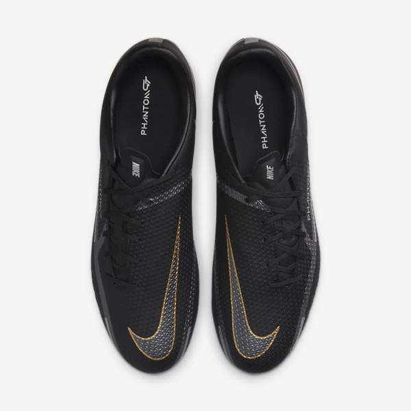 Women's Nike Phantom GT2 Academy MG Multi-Ground Football Shoes Black / Metal Gold / Dark Grey / Metal Dark Grey | NK967WLI