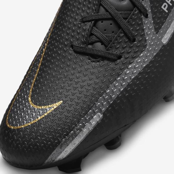 Women's Nike Phantom GT2 Academy MG Multi-Ground Football Shoes Black / Metal Gold / Dark Grey / Metal Dark Grey | NK967WLI