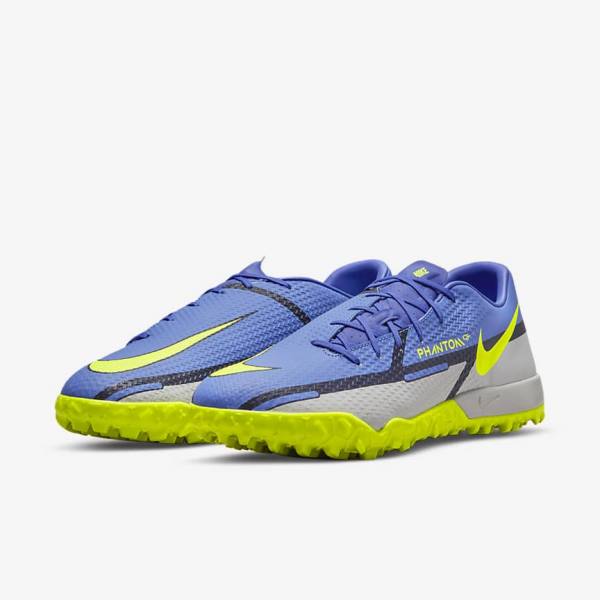 Women's Nike Phantom GT2 Academy TF Turf Football Shoes Blue / Grey | NK096CKY