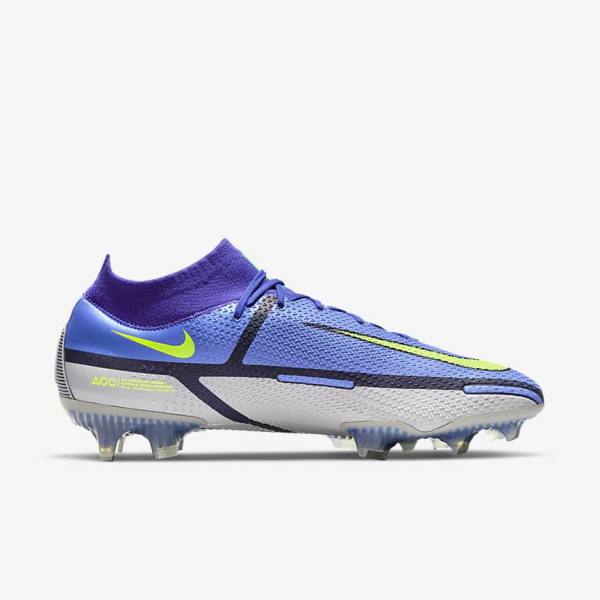 Women's Nike Phantom GT2 Dynamic Fit Elite FG Firm-Ground Football Shoes Blue / Grey | NK023UNA