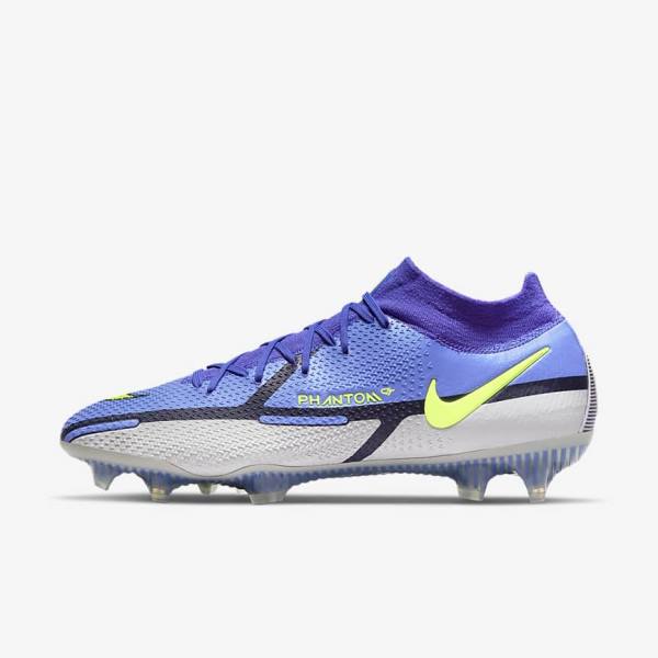 Women\'s Nike Phantom GT2 Dynamic Fit Elite FG Firm-Ground Football Shoes Blue / Grey | NK023UNA