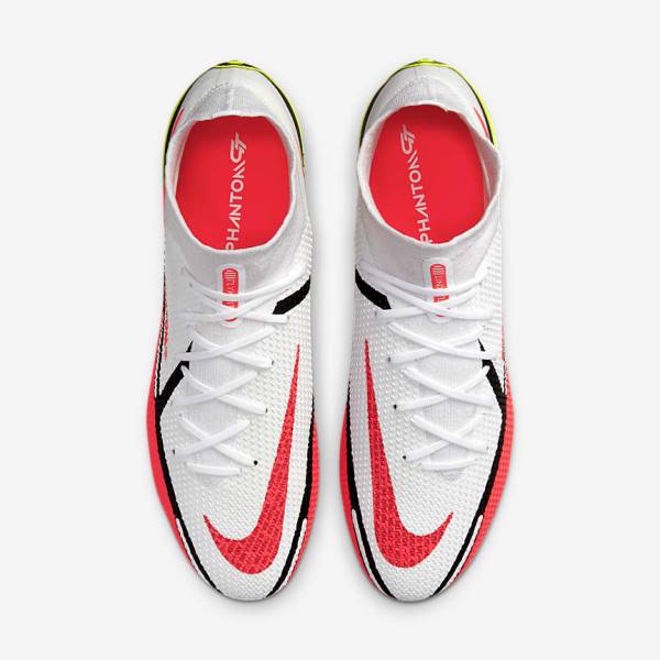 Women's Nike Phantom GT2 Dynamic Fit Elite FG Firm-Ground Football Shoes White / Light Red | NK394YDW