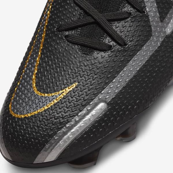 Women's Nike Phantom GT2 Dynamic Fit Elite FG Firm-Ground Football Shoes Black / Metal Gold / Metal Silver / Metal Dark Grey | NK492FYS