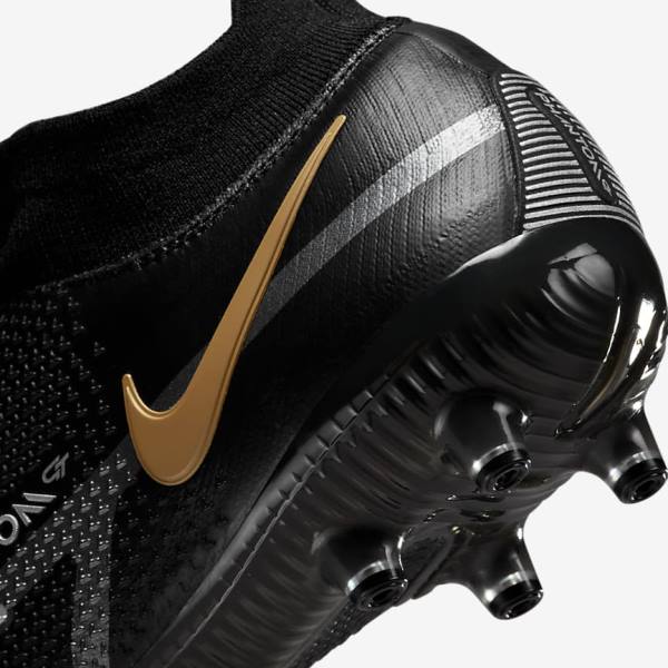 Women's Nike Phantom GT2 Dynamic Fit Elite AG-Pro Artificial-Grass Football Shoes Black / Metal Gold / Metal Silver / Metal Dark Grey | NK582ZXS