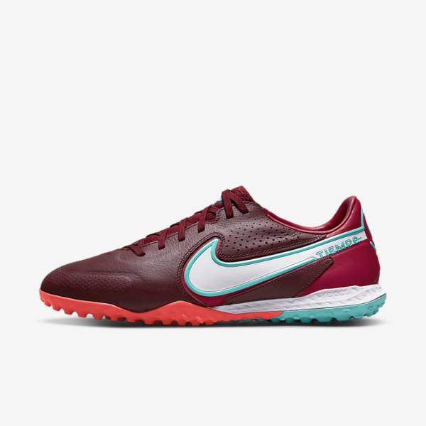 Women\'s Nike React Tiempo Legend 9 Pro TF Turf Football Shoes Red / Light Red / White | NK563BGI