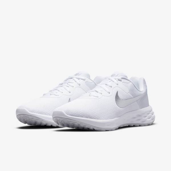 Women's Nike Revolution 6 Next Nature Road Running Shoes White / Platinum / Metal Silver | NK014HAP