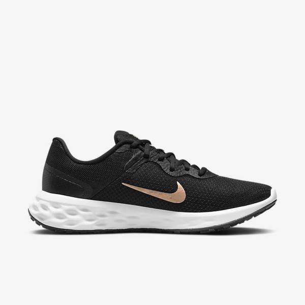 Women's Nike Revolution 6 Next Nature Road Running Shoes Black / White / Metal Copper | NK679JBS