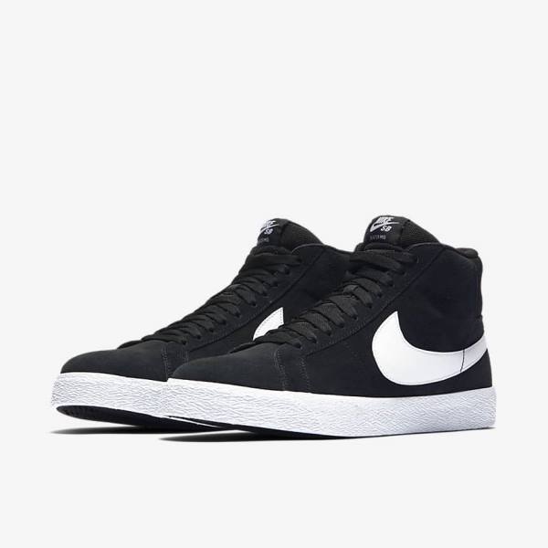 Women's Nike SB Zoom Blazer Mid Sneakers Black / White | NK531NZE