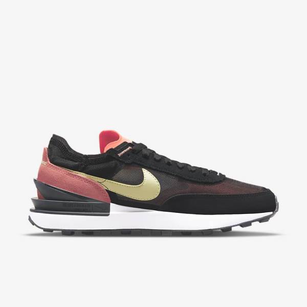 Women's Nike Waffle One Sneakers Black / Red / Light Green | NK265DGS