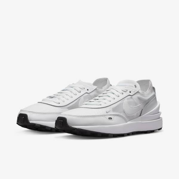 Women's Nike Waffle One Sneakers White / Black / White | NK174ICW