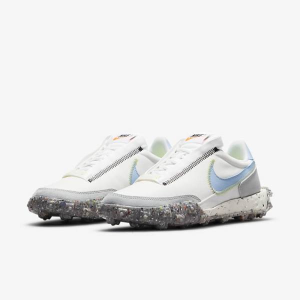 Women's Nike Waffle Racer Crater Sneakers White / Light Lemon | NK420ASI