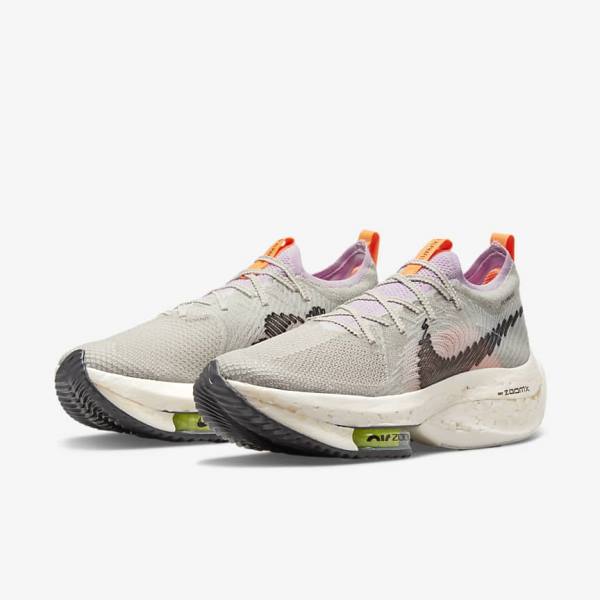 Women's Nike Zoom Alphafly Next Nature Road Racing Running Shoes Blue Grey / Light Pink / Light Cream / Black | NK854EJS