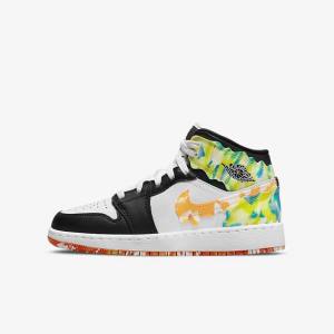 Kids' Nike Air Jordan 1 Mid SE Older Jordan Shoes Black / Orange / White | NK762YFV