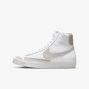 Kids' Nike Blazer Mid 77 SE Older Basketball Shoes White / Light Beige | NK869QSF