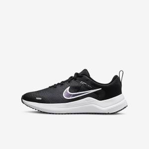 Kids' Nike Downshifter 12 Older Road Running Shoes Black / Dark Grey / White | NK751VAG