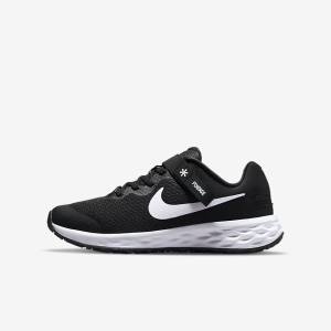 Kids' Nike Revolution 6 FlyEase Older Easy On-Off Road Running Shoes Black / Dark Grey / White | NK167QVJ