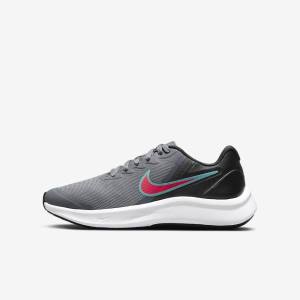 Kids' Nike Star Runner 3 Older Road Running Shoes Grey / Black / Red | NK012BKE