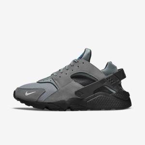 Men's Nike Air Huarache Sneakers Grey / Light Blue / Black / Metal Silver | NK356GRE