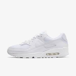 Men's Nike Air Max 90 Sneakers White / Grey / White | NK638XFZ