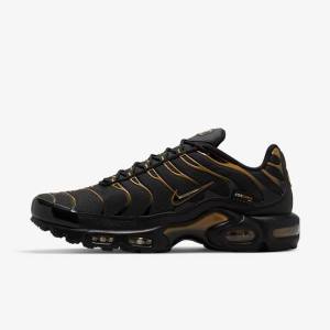 Men's Nike Air Max Plus Sneakers Black / Brown / Gold | NK035GBC