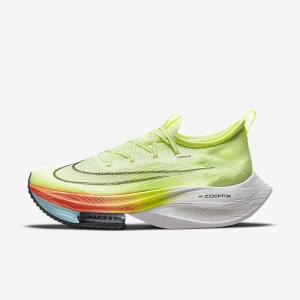 Men's Nike Air Zoom Alphafly NEXT% Flyknit Road Racing Running Shoes Light Mango / Metal Red Brown / Black | NK201LKA