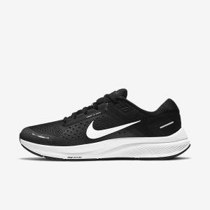 Men's Nike Air Zoom Structure 23 Road Running Shoes Black / Dark Grey / White | NK417AIN