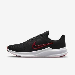 Men's Nike Downshifter 11 Road Running Shoes Black / White / Dark Grey / Red | NK024SQY