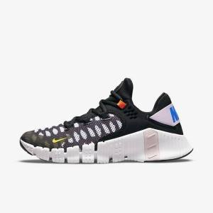 Men's Nike Free Metcon 4 Training Shoes Black / White / Blue / Yellow | NK749UOI