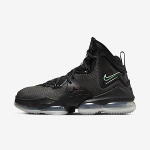 Men's Nike LeBron 19 Basketball Shoes Black / Dark Grey / Green | NK152AWO