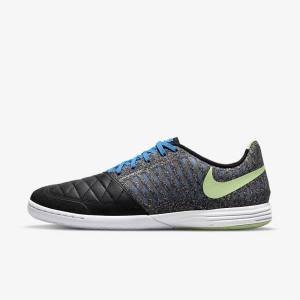 Men's Nike Lunar Gato II IC Indoor Court Football Shoes Black / Light Blue / Light Green | NK657QJD