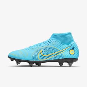 Men's Nike Mercurial Superfly 8 Academy SG-PRO Anti-Clog Traction Soft-Grounds Football Shoes Blue / Orange | NK406GHJ