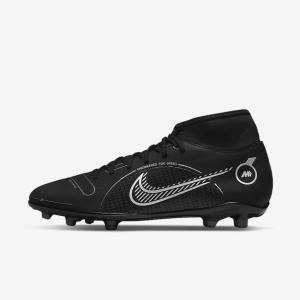 Men's Nike Mercurial Superfly 8 Club MG Multi-Grounds Football Shoes Black / Grey / Metal Silver | NK728UWE