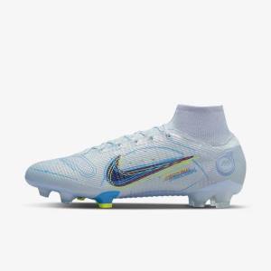 Men's Nike Mercurial Superfly 8 Elite FG Firm-Grounds Football Shoes Grey / Light Blue / Blue | NK750NZG